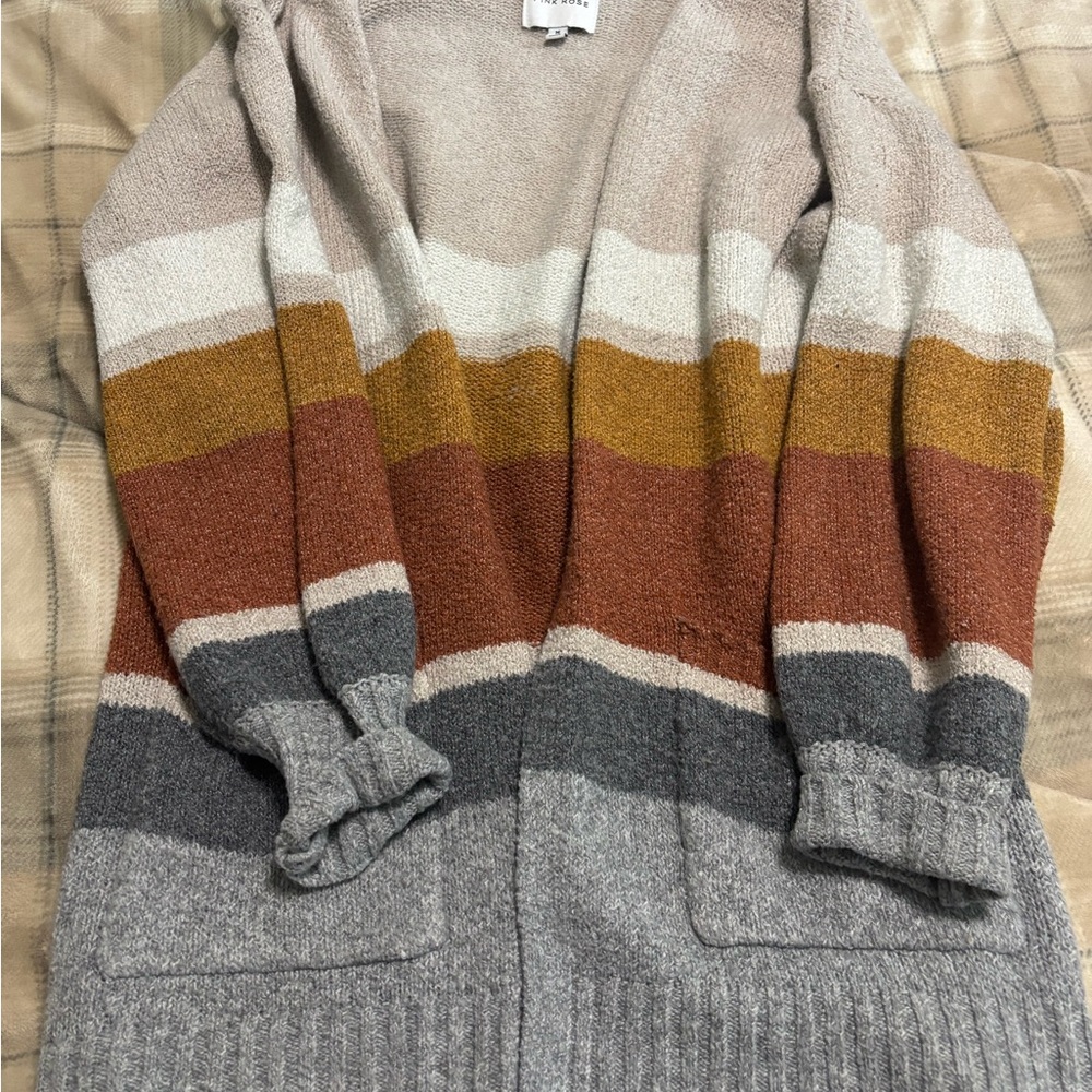 Adorable Fall Striped Cardigan Sweater